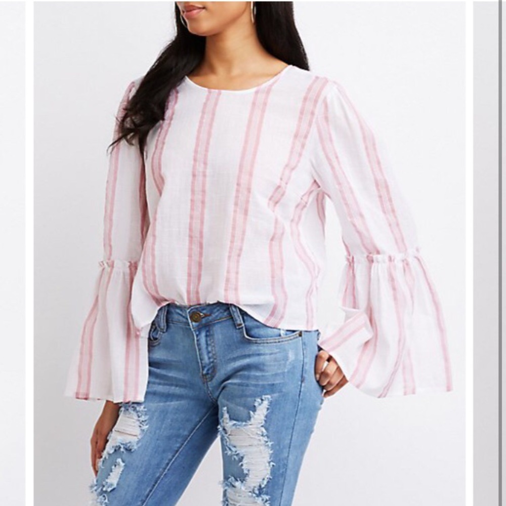 Striped open back top (never been worn!)